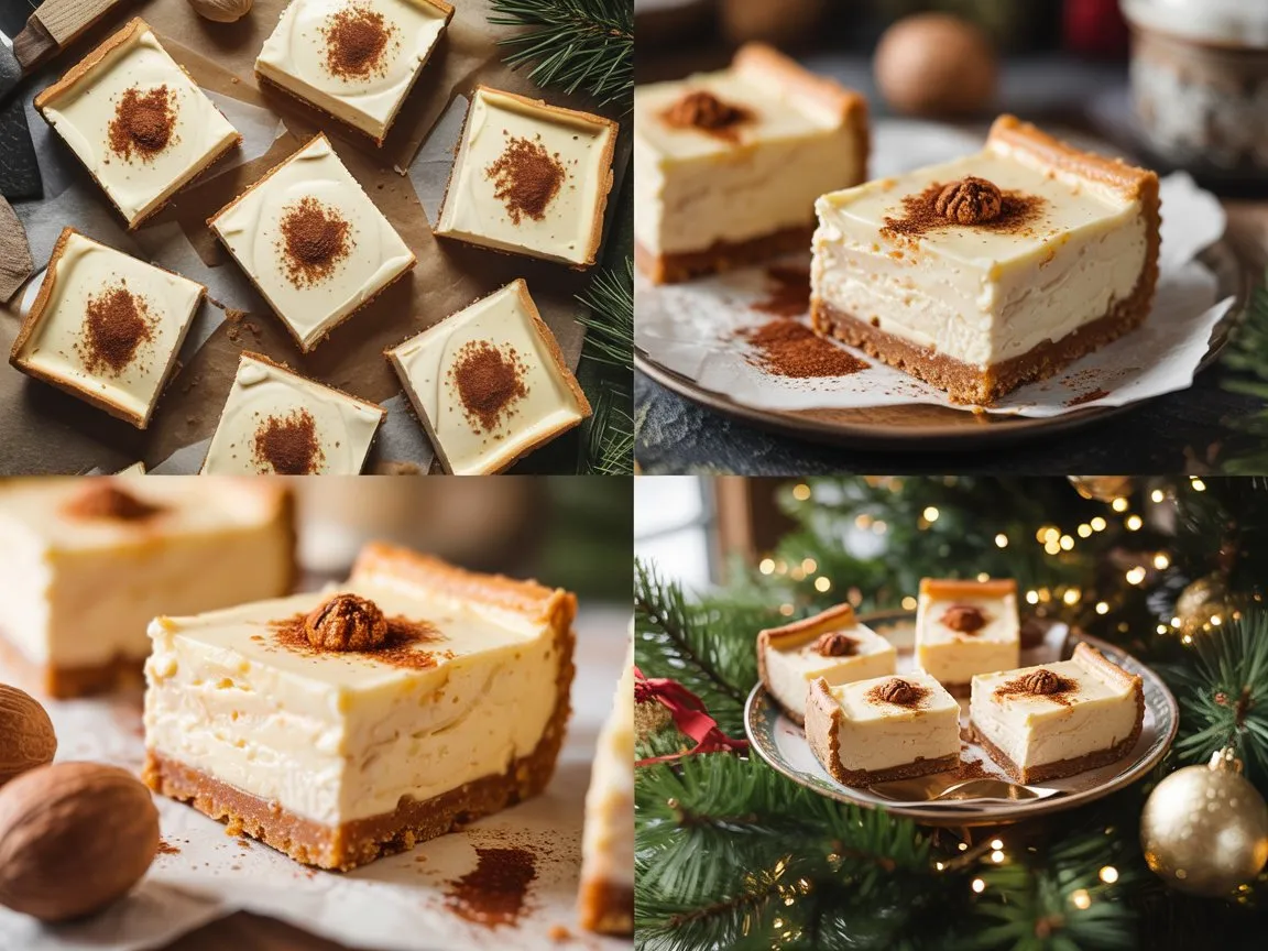 Eggnog Cheesecake Bars