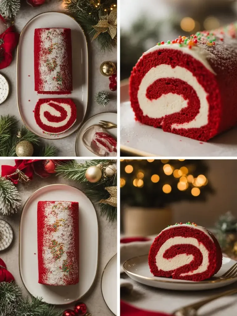 Red Velvet Christmas Cake Roll
