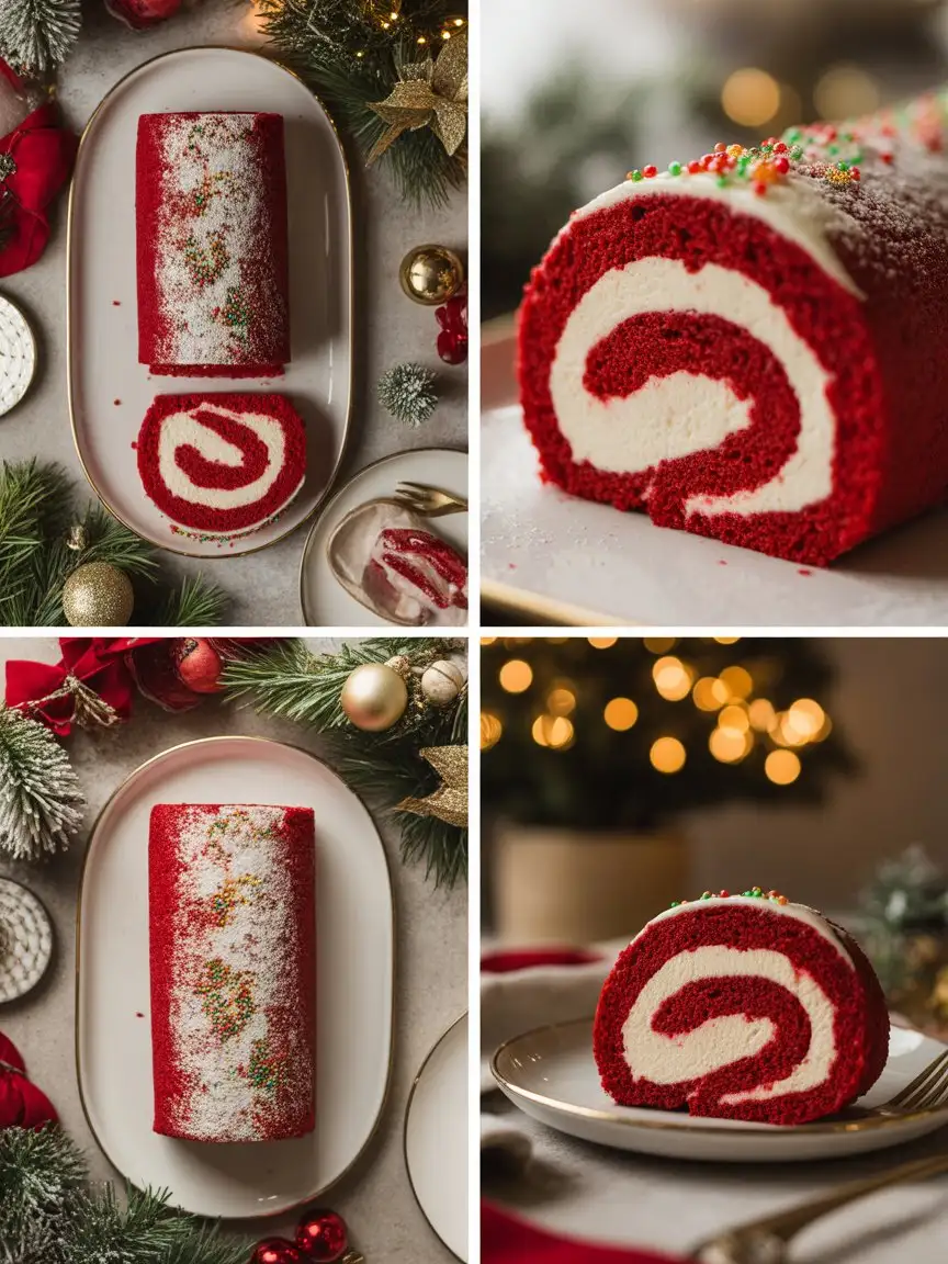Red Velvet Christmas Cake Roll