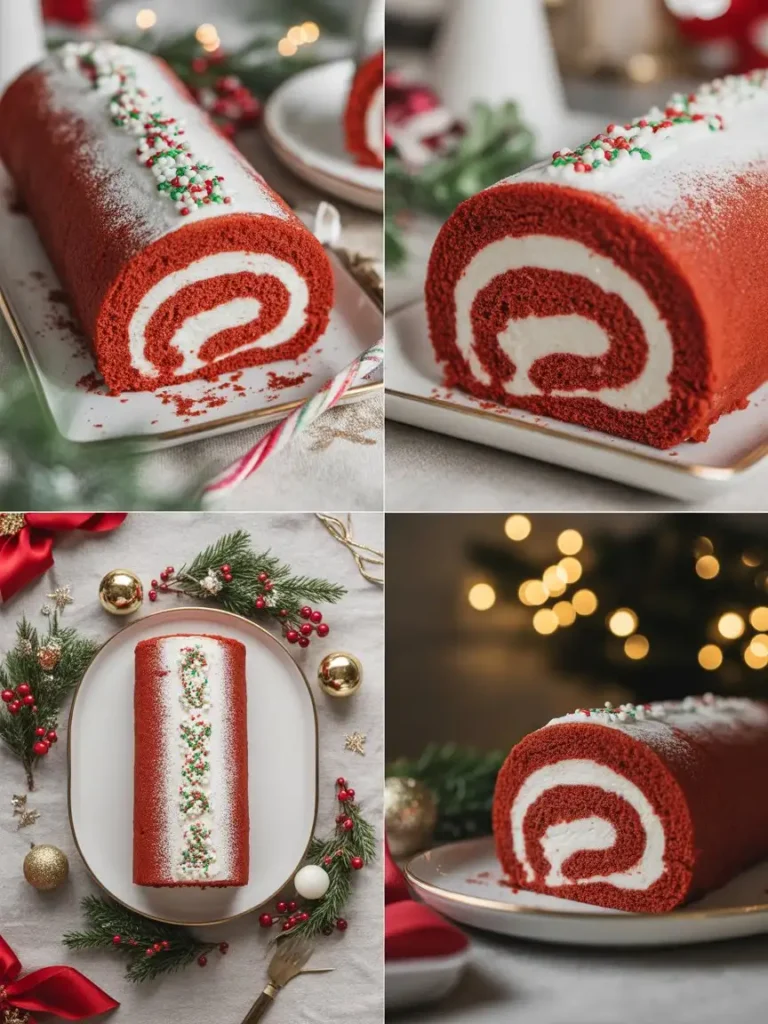 Red Velvet Christmas Cake Roll